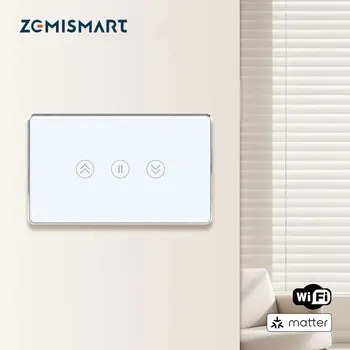 Zemismart Matter Over WiFi Smart Curtain Switch US Type with Touch Panel Works with Tuya Homekit Google Home Alexa SmartThings 1