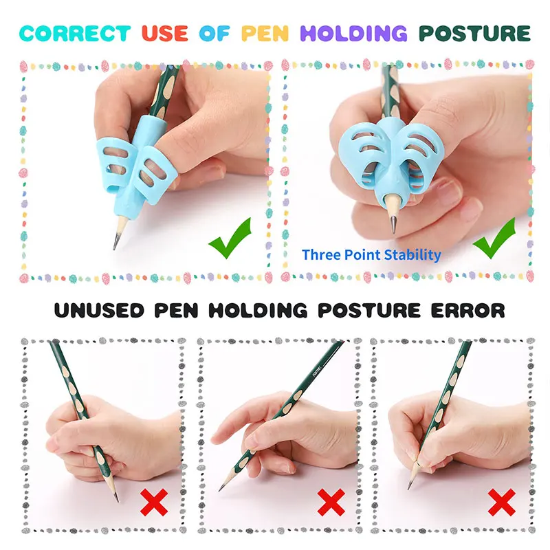 10Pcs Pen Holder Corrector Kindergarten Beginners Learn To Write Primary School Children Baby First Grade Pencil Control 2