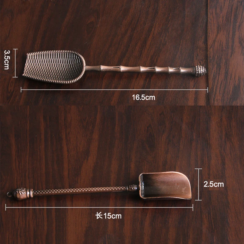 Tea Spoons Camping Utensils Set Retro Metal Chinese Tea Scoop Spoon Teaspoon Tea Set Shovel Leaves Chooser Holder Ceremony Utensils Accessories Tool