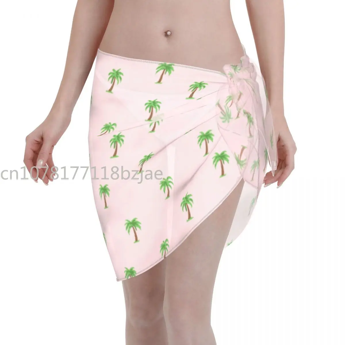 

Пикантная женская накидка с тропическими пальмами, шифоновая купальная одежда, женское пляжное платье-саронг, накидки для бикини, юбки, купальники