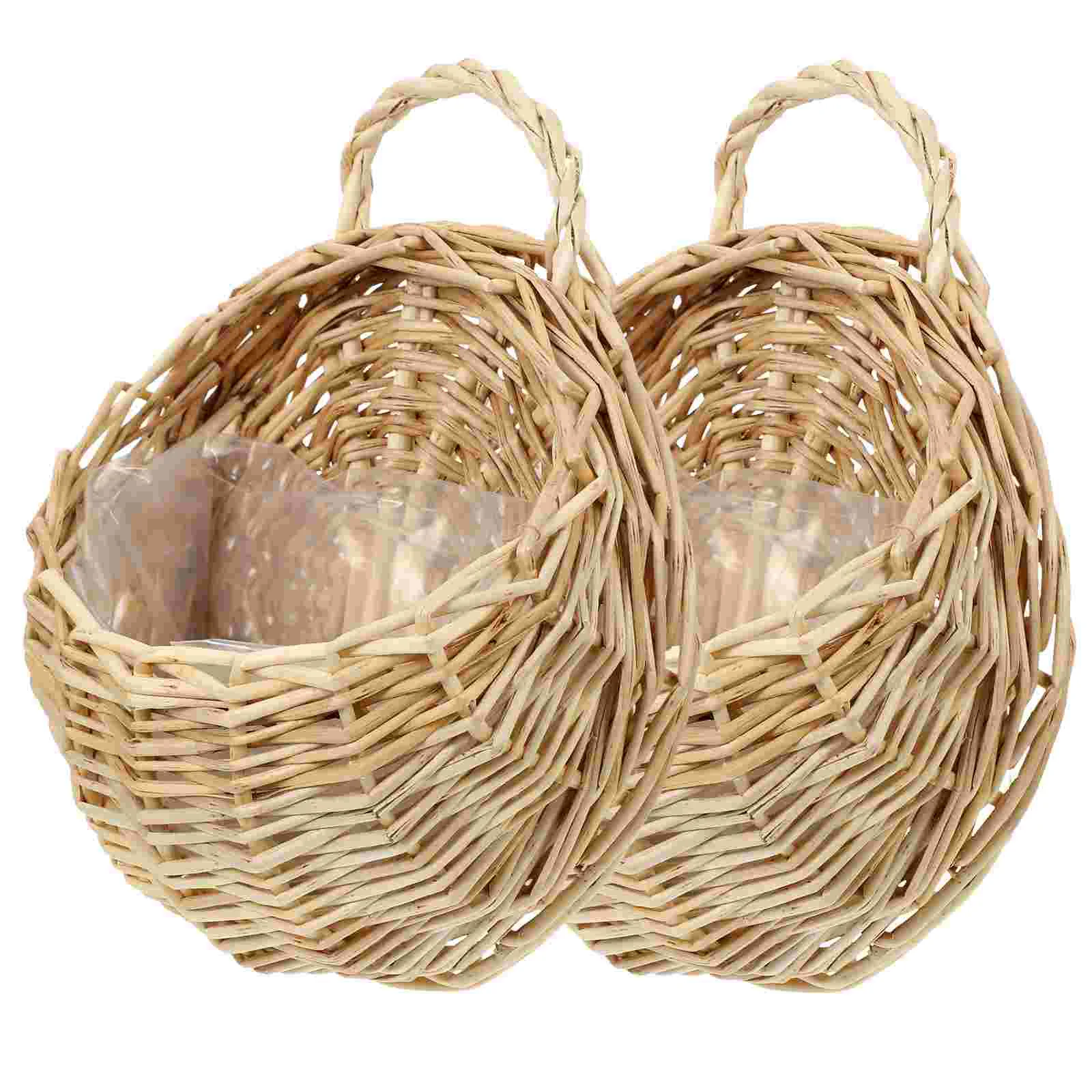 

Doitool Rattan Hanging Planters - Round Plant Indoor Plant Bonsai Flowerpot - Woven Gold Decor Flower Holders Containers