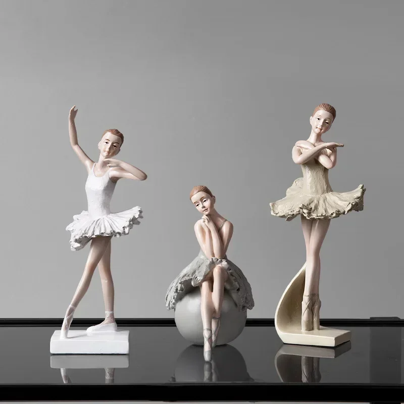 

Resin Ballet Dancer Figure Nordic Dancing Girl Figurines People Statues for Home Bedroom Desktop Decoration