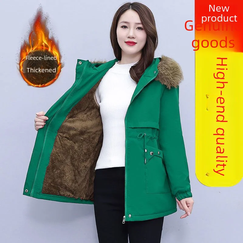 معطف قطني سميك مبطن بالصوف سترة مبطنة متوسطة الطول...