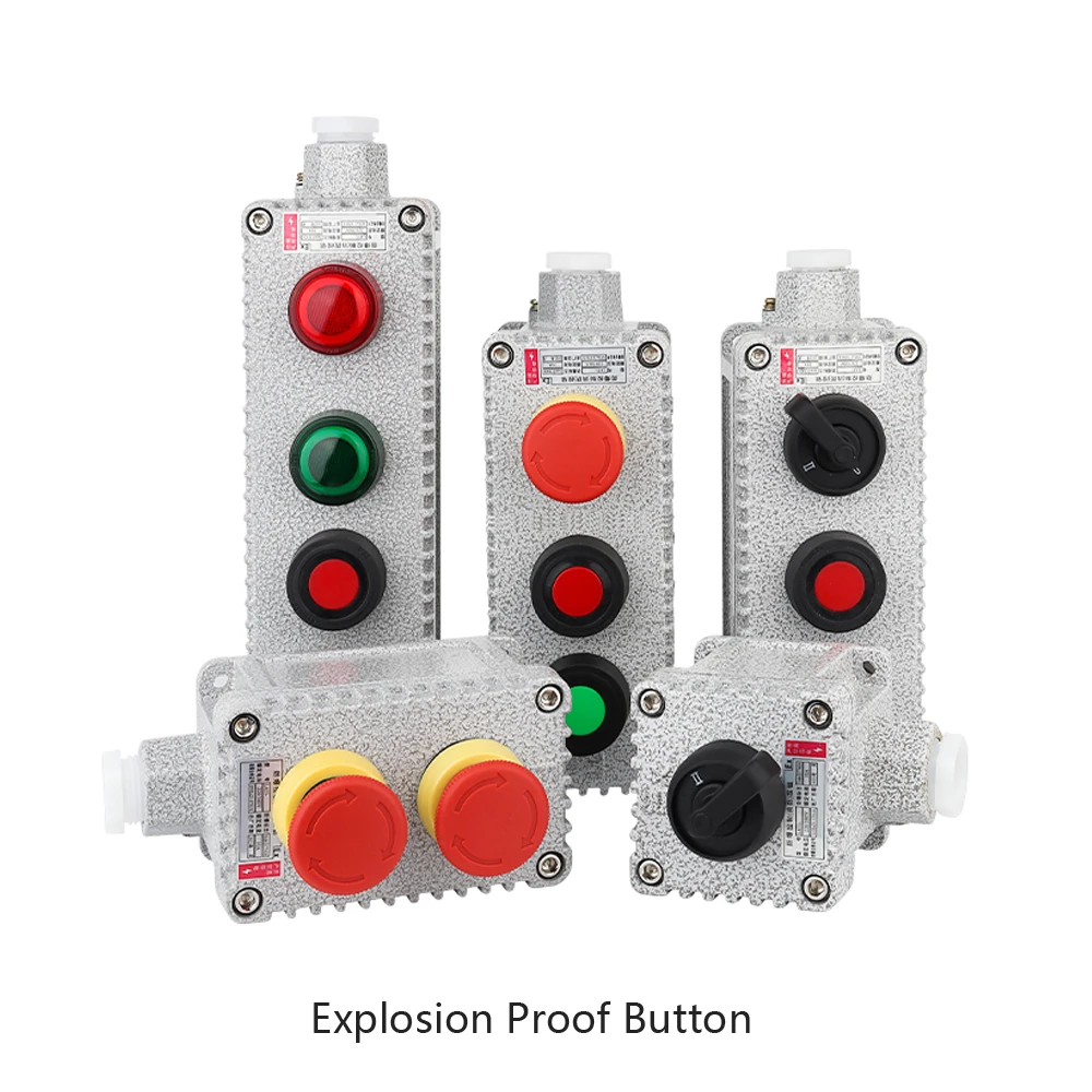 2Pcs Explosion Proof Emergency Button Mushroom-shaped Umbrella Machine Panic Switch Security Alarm Aluminium Alloy Control Box