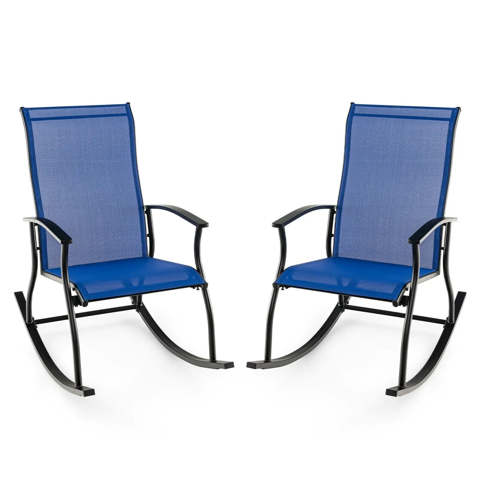 GOFLAME 2 Pieces Outdoor Rocking Chairs Patio Cozy Rockers w/Breathable ...