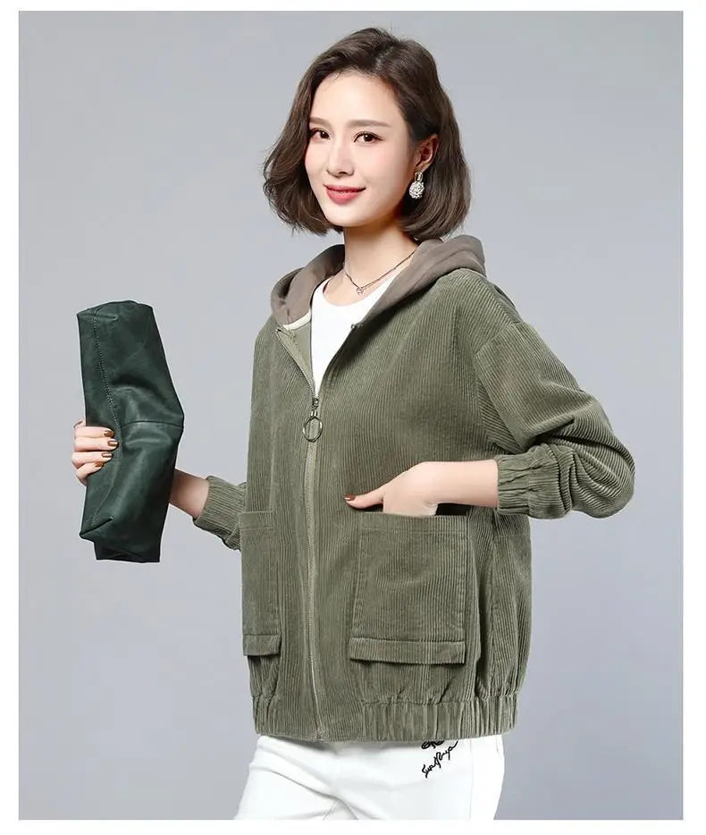 Kurzer, vielseitiger, lockerer Mantel mit Kapuze für Damen, Herbst und Winter, neuer koreanischer Stil, Damenjacke – Detail 9