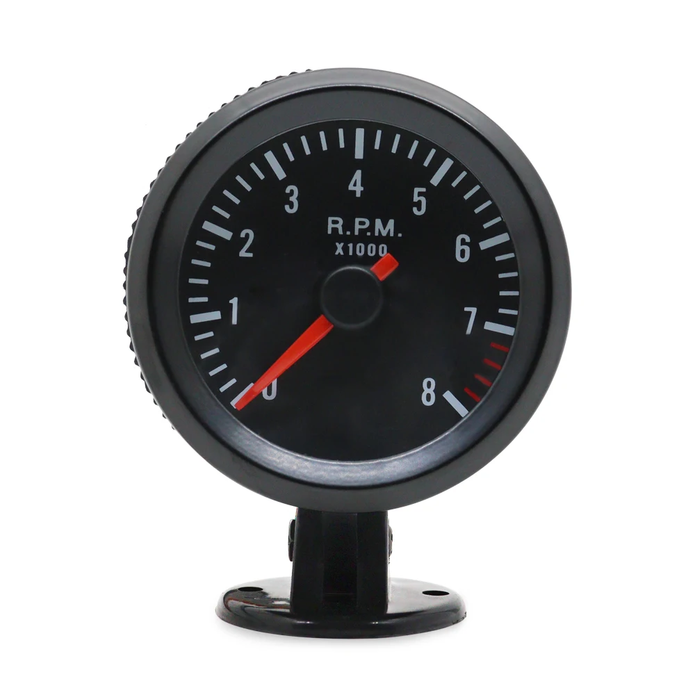 2"52mm 자동차 계기 회전 속도계 0-8000RPM 아날로그 블랙 케이스, 흰색 LED, 1-8기통 가솔린 자동차용