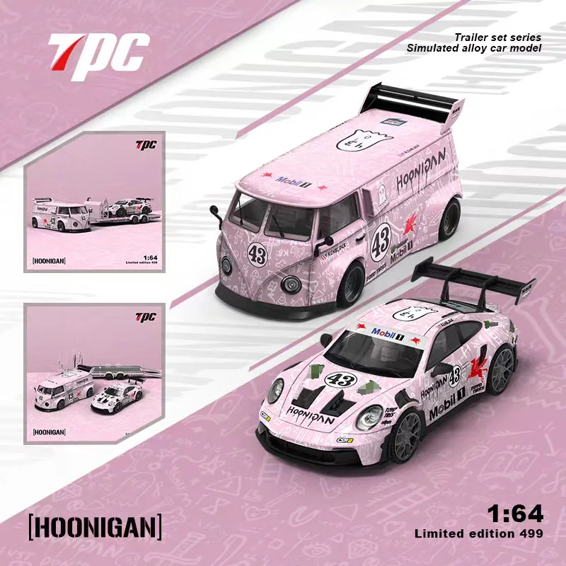 

**Pre-Order** TPC 1:64 992 GT3 RS & T1 VAN & Trailer Block43 Pink limited499 Diecast Model Car