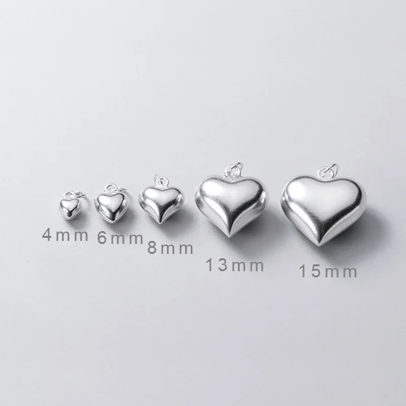 Silver Pendant Silver Necklace Charms 925 Sterling Silver 3D Love Heart