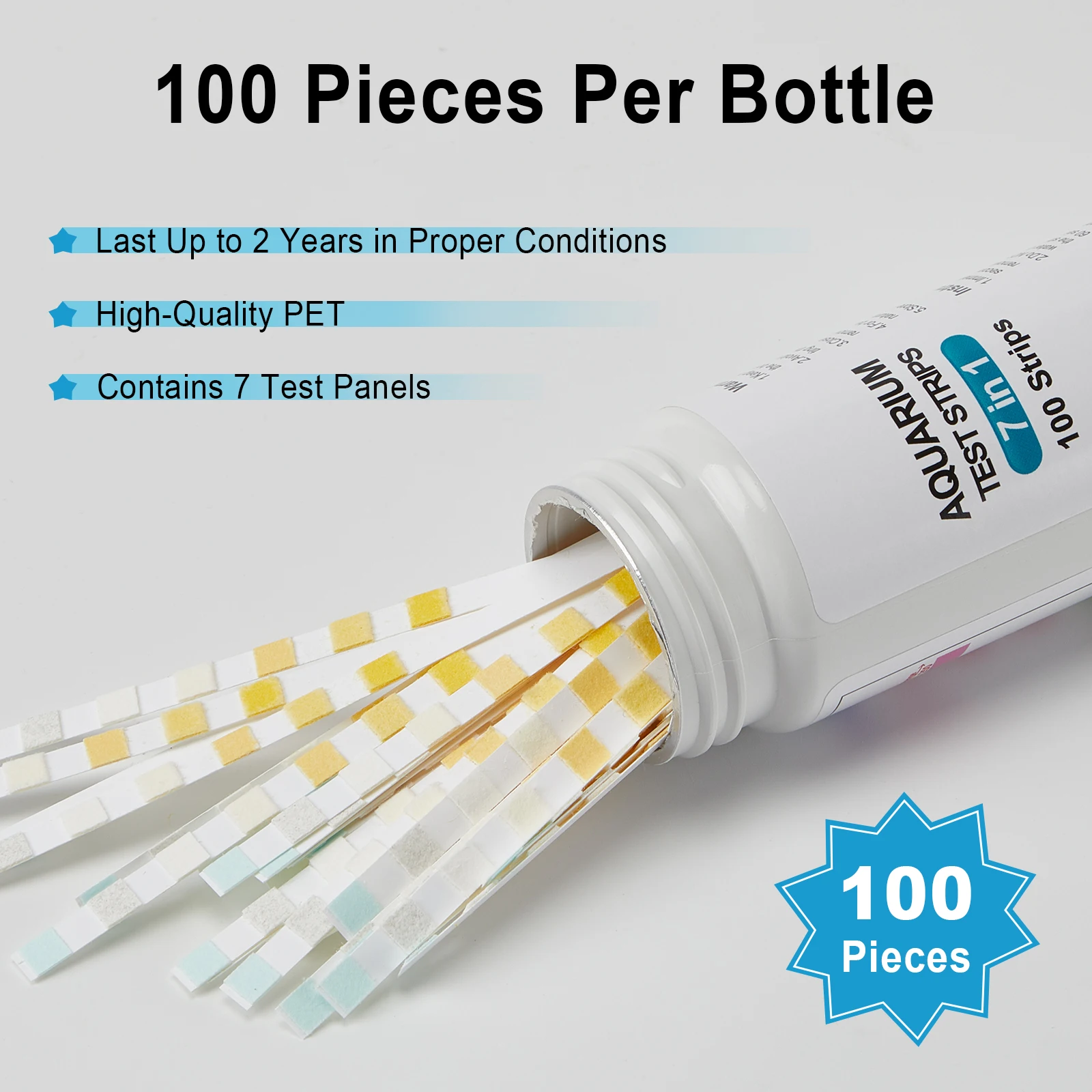 100pcs Aquarium Test Strips 7-In-1 Fish Tank Water Quality Test Kit for Freshwater Saltwater Aquarium