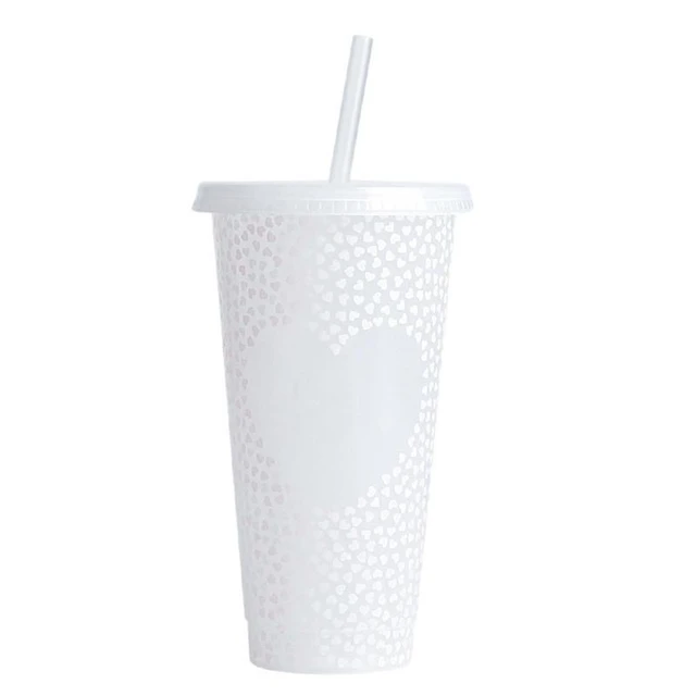 710ml Black White Straw Cup With Lid Coffee Cup Reusable Cups