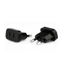 Universal Power Plug Converter Adapter - US to EU European Travel Adapter - 4.8mm (Black)