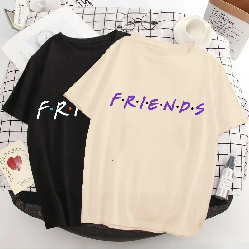 여성용 그래픽 베스트 프렌즈 하라주쿠 티셔츠, 패션 프렌즈, TV 쇼, 재미있는 만화 티셔츠, 한국 스타일 티셔츠, 빈티지 상의 