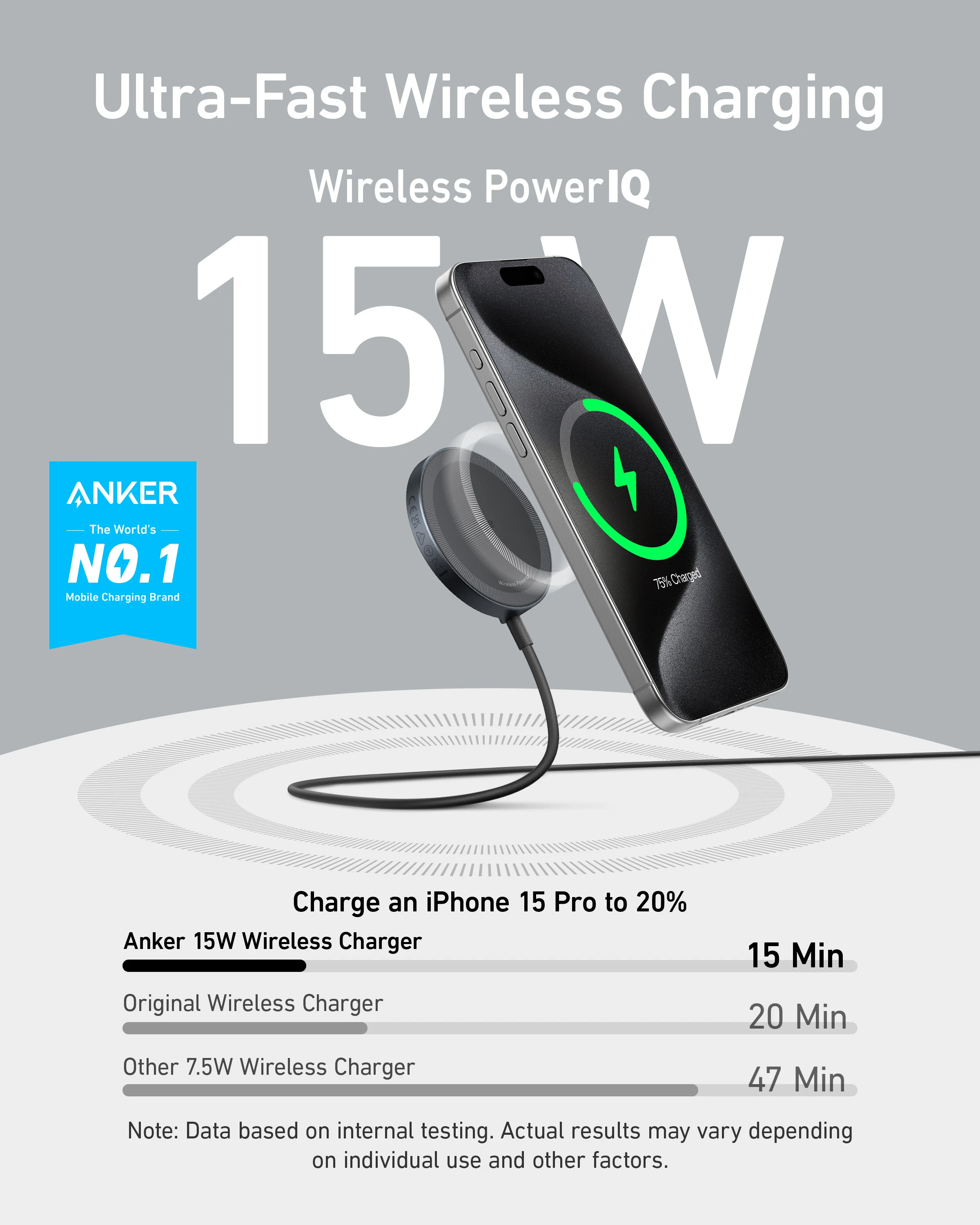 빠르고 안전한 무선 충전, Anker MagSafe 충전기