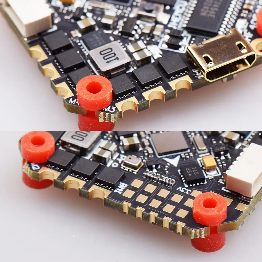 Détail du dissipateur thermique et du processeur F405 sur le contrôleur de vol JHEMCU GHF405AIO-HD 40A AIO pour drone FPV micro