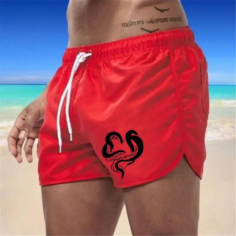 2024 new Summer Men's Beach Shorts Casual Vacation Wear Fashionable Printed Minimalist Design Clothing 4