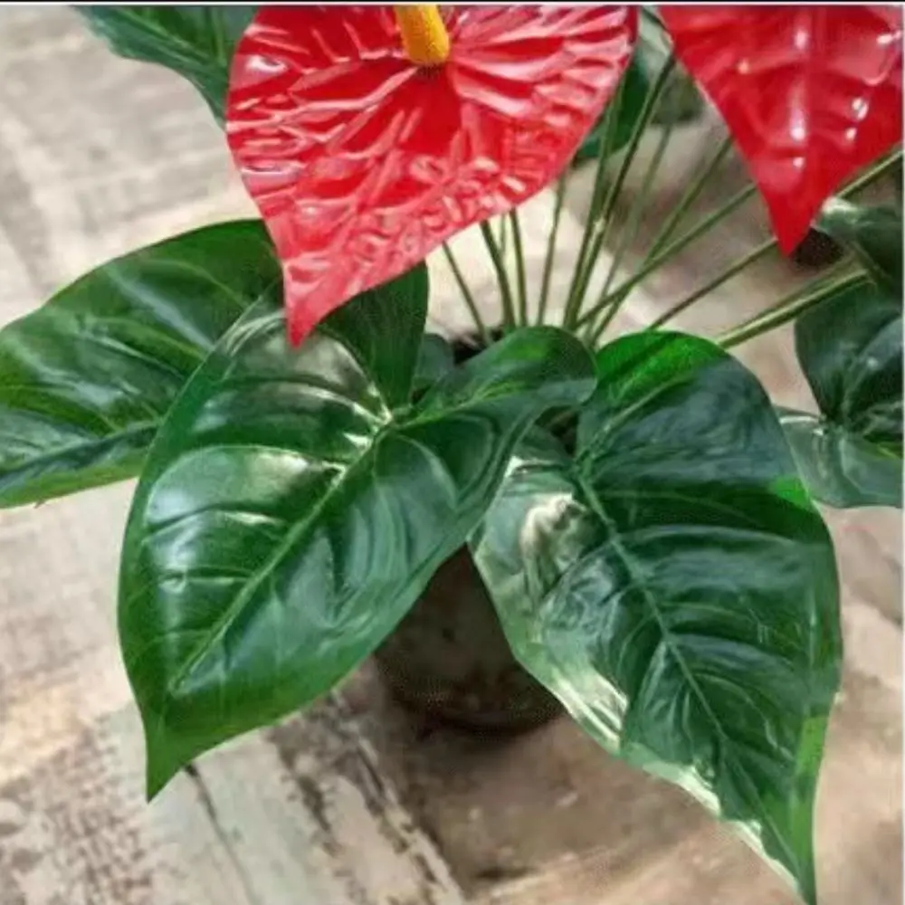 35/50CM Artificial Red Palm New Big Herb Plant Plastic Simulation Anthurium Artificial Palm Fronds Living Room Bedroom Decor