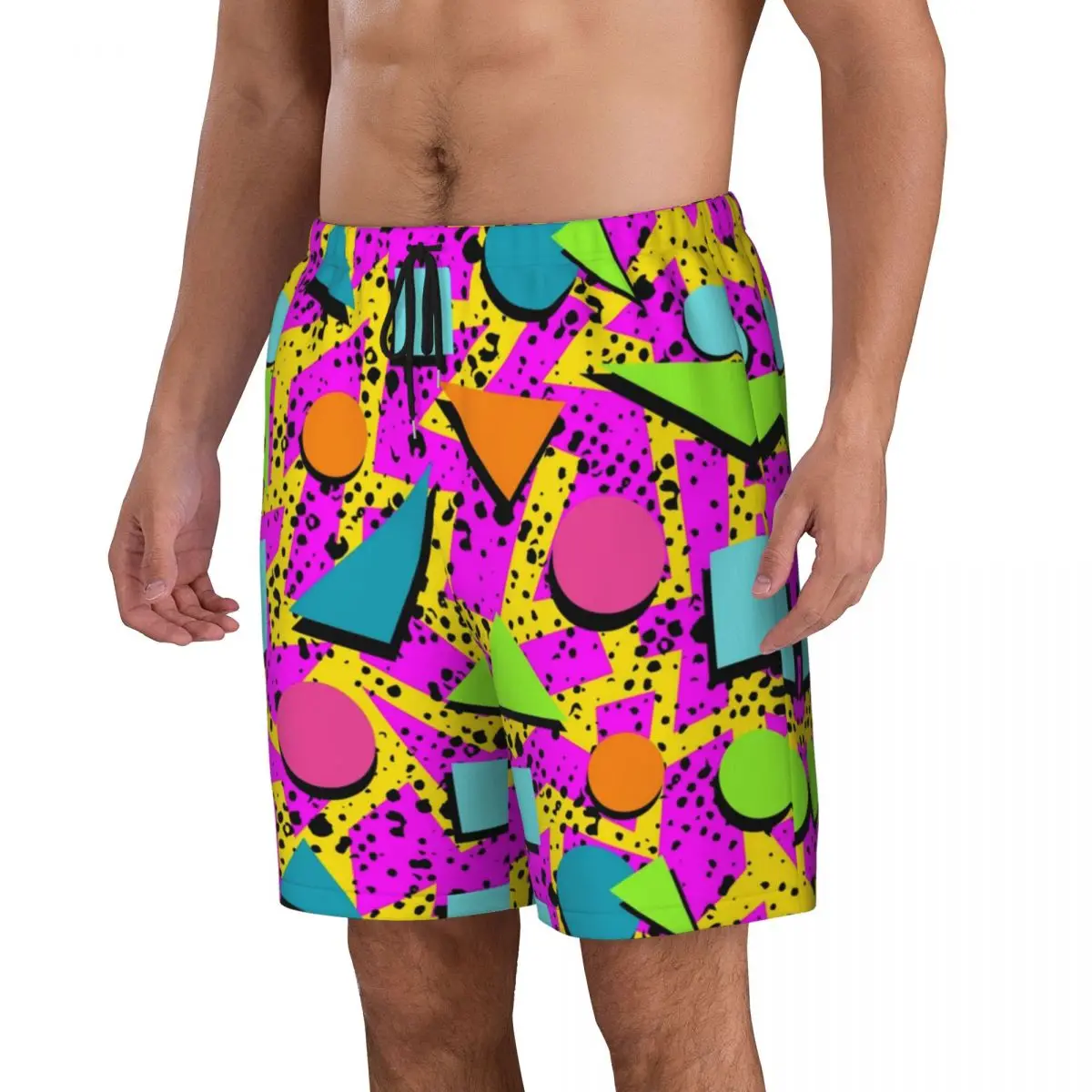 Men Board Shorts Classic Awful 90's Neon Cute Hawaii Swim Trunks Comfortable Running Surf Hot Sale Plus Size Beach Short Pants 2