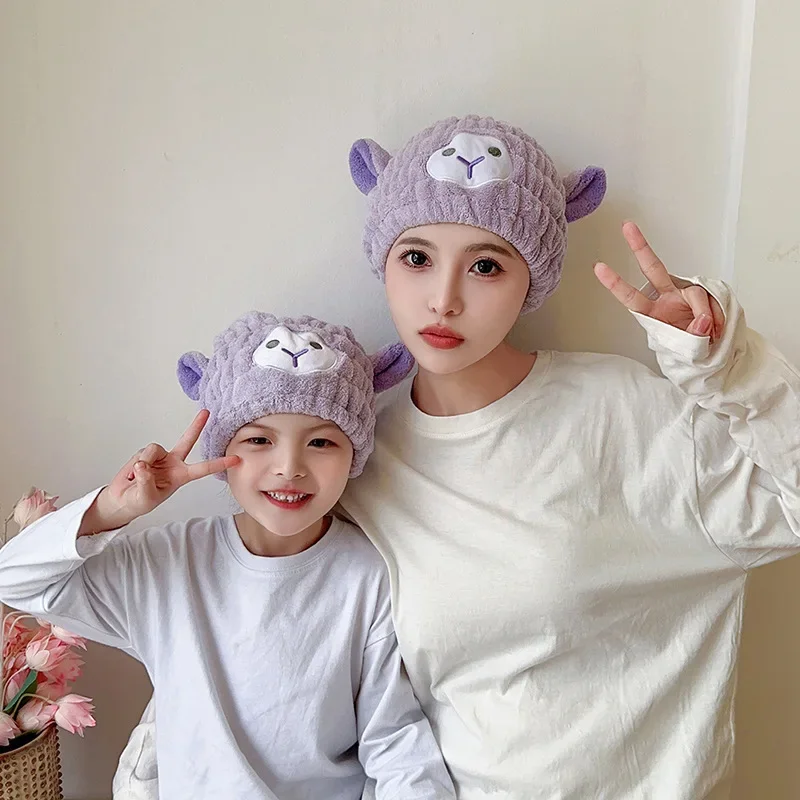 Cute Rabbit Ears Children's Quick Dry Hair Cap Thickened Water Absorption Cartoon Baby Hair Accessories Lace Net Cap
