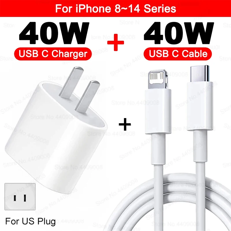 ตัวเลือกสินค้า สายชาร์จ iPhone 40W USB Type-C ชาร์จเร็ว PD สำหรับ iPhone 16/15/14/13/12/11 Pro Max