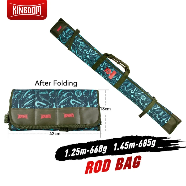 Kingdom Fishing Rod Bag Portable Single Layer Case Fishing Tackle Storage  Accessories Roll Up Foldable Fishing