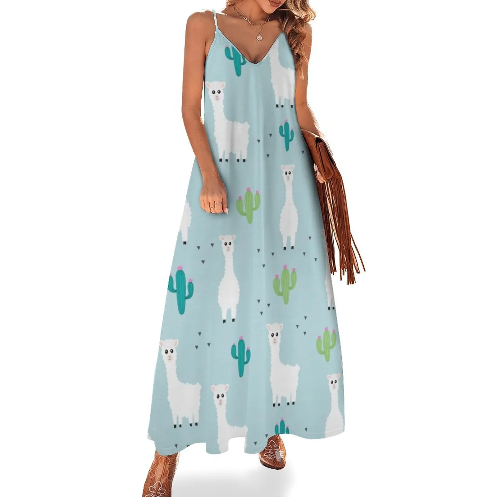 

Llama with Cactus Sleeveless Dress Dance dresses dresses for woman Women's skirt long sleeve dress