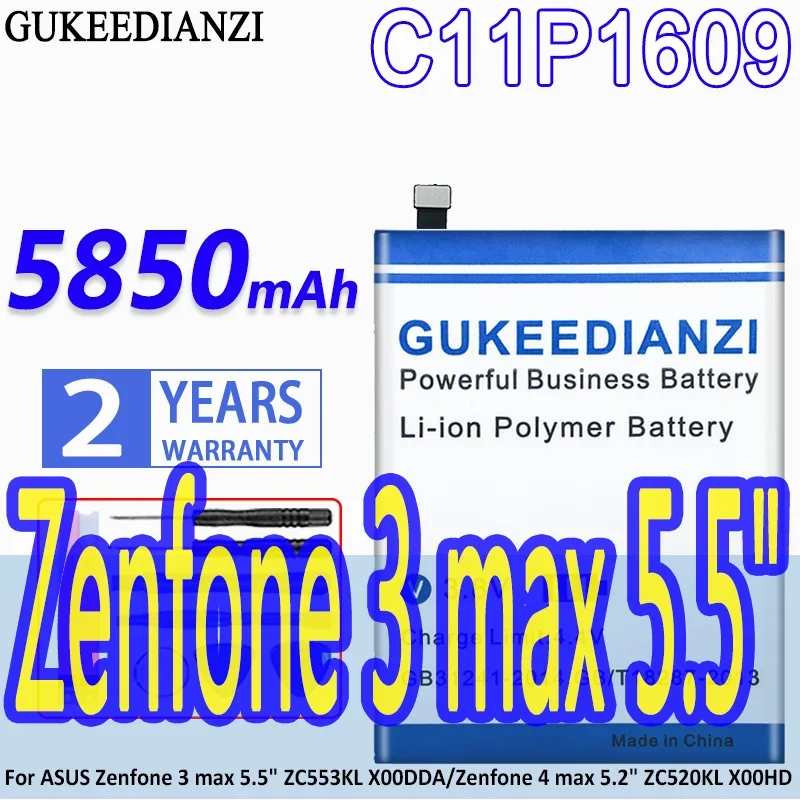 

Аккумулятор GUKEEDIANZI C11P1609 5850 мАч для ASUS Zenfone 3 4 max 5,5 дюйма 5,2 дюйма ZC553KL X00DDA ZC520KL X00HD