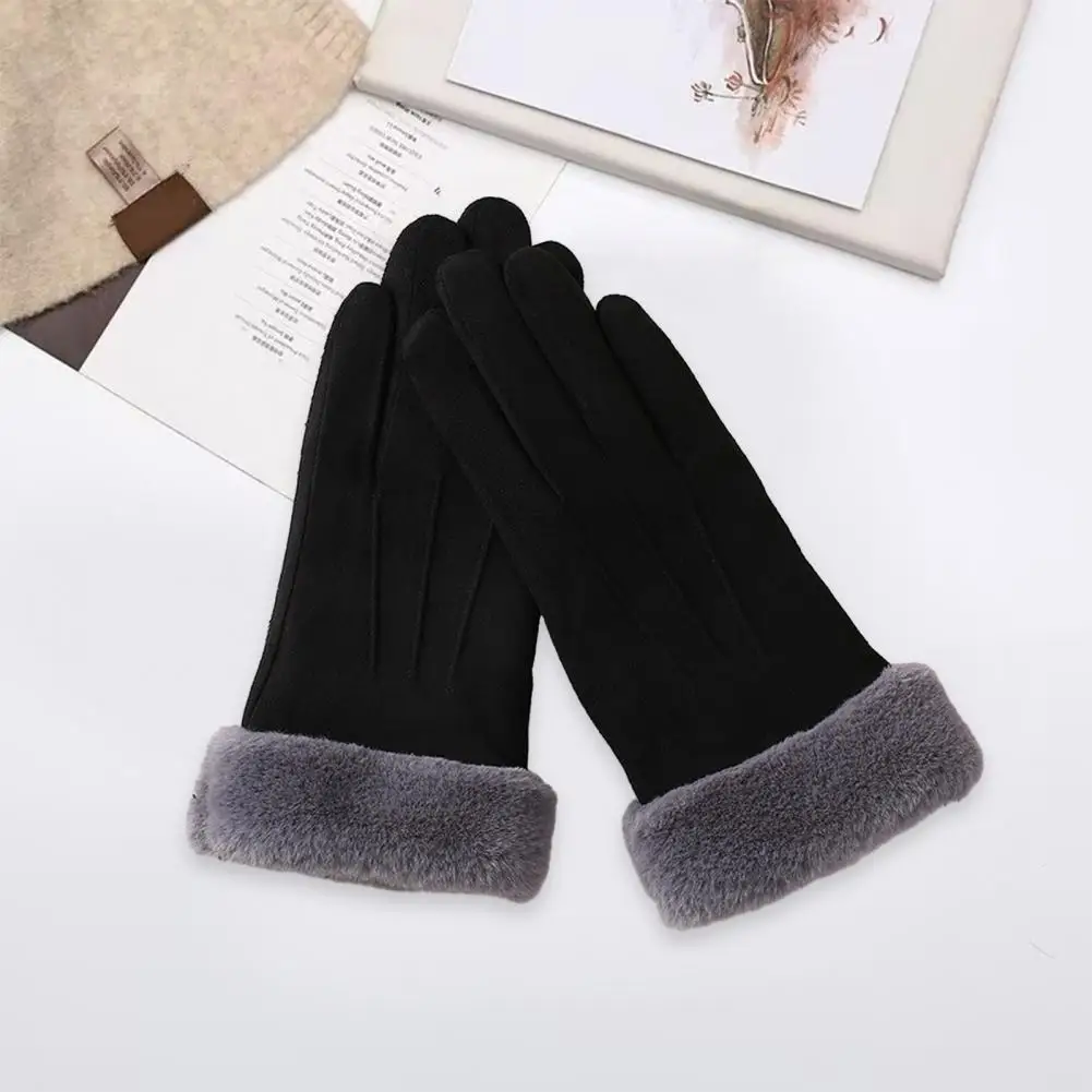 

Перчатки женские зимние плюшевые, теплые эластичные ветрозащитные митенки с подбором цветов для сенсорных экранов, для велоспорта