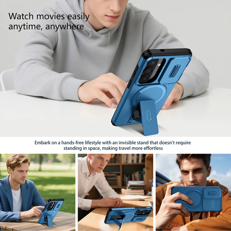 Enhanced Kickstand Case with Lens Cover & Magnetic Car Holder