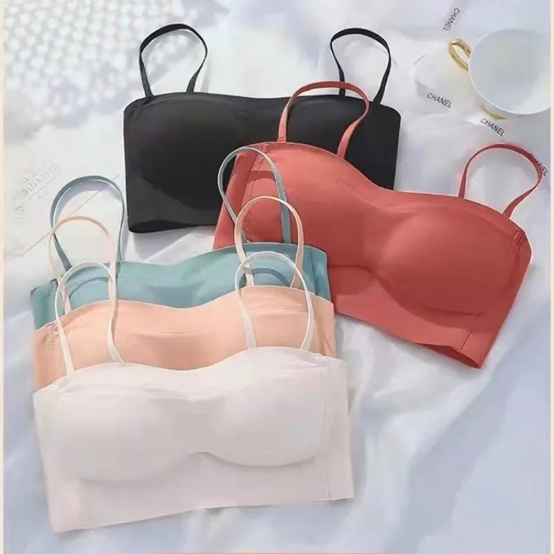 

Strapless Bra for Women Gather and Wear Wear Summer Thin Big Chest Small Chest Non-slip, No Trace, No Underwire Beauty Bra