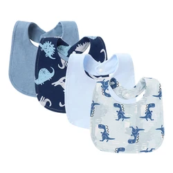 4 - Piece Cotton Baby Bibs and Burp Cloth Set - Soft Infant and Toddler Essentials (K)