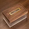 Black Walnut Tissue Box Brass Frame Decorative Dining Room Napkin Organizer European Living Room Desktop Tissue Tissue Boxes 3