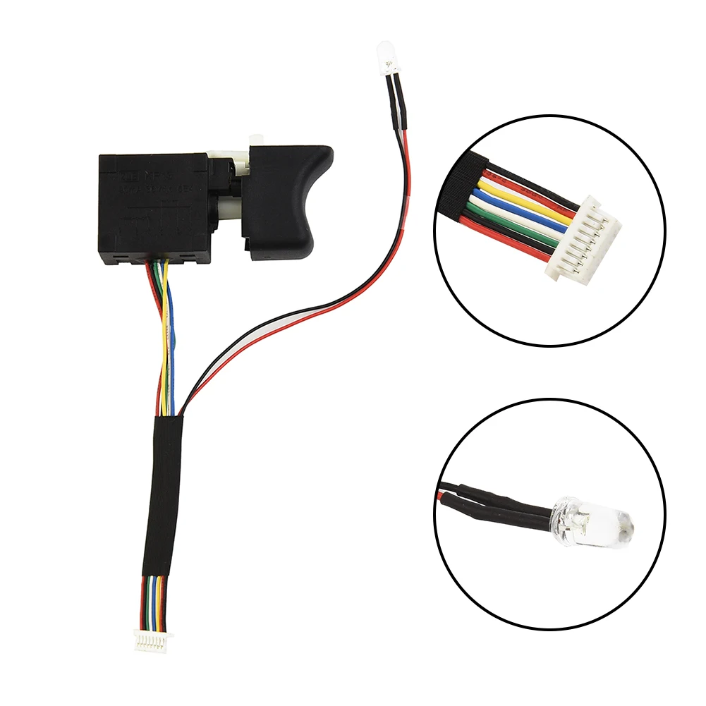 

16A Electric Drill Switch With Light 7.2V-24V Small Body Easy Assembly Stable Performance Plastic+Metal Power Tool Accessory