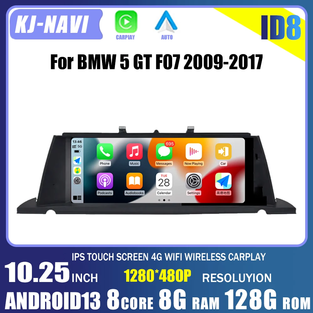

10.25 Inch Android 13 For BMW 5 GT F07 2009-2017 Screen ID8 For Car Carplay Monitors Multimedia Audio Stereo Speaker Player