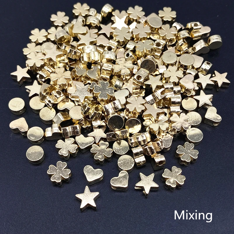 Acrylic Beads 50Pcs about 8mm Star Love Heart Gold Color Loose Spacer CCB Acrylic Beads for DIY Jewelry
