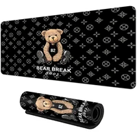 French Popular Bear large size cool mouse pad 900x400 non-slip esports learn desk mat game player mouse pad desktop accessories 2