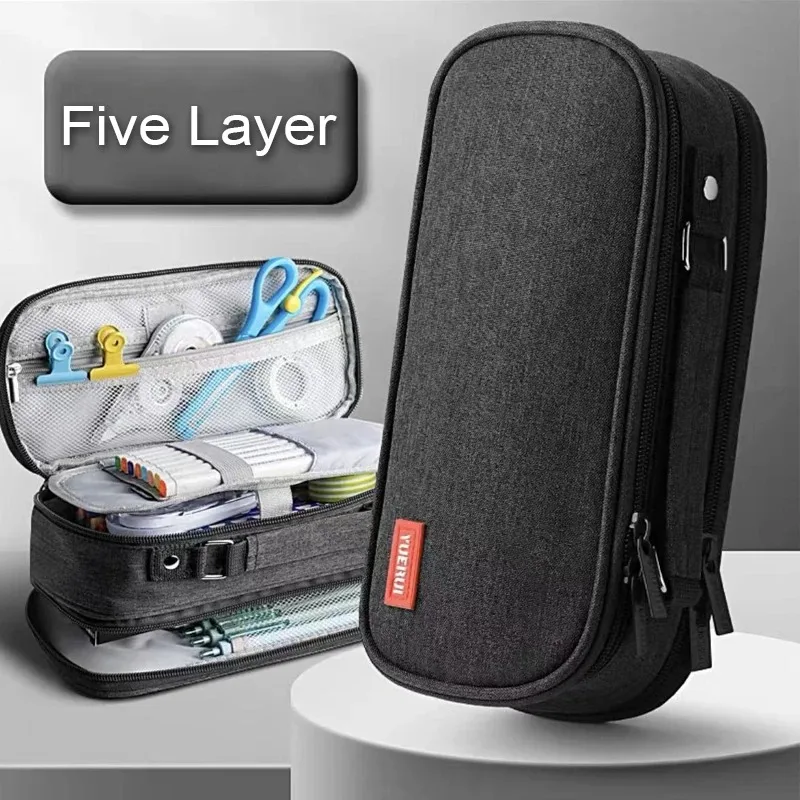 Pen Storage Bag Pencil Case 5 Layer Large Capacity Study Supplies Simple Student Stationary Boxes pencil cases,pen storage bag,stationery box