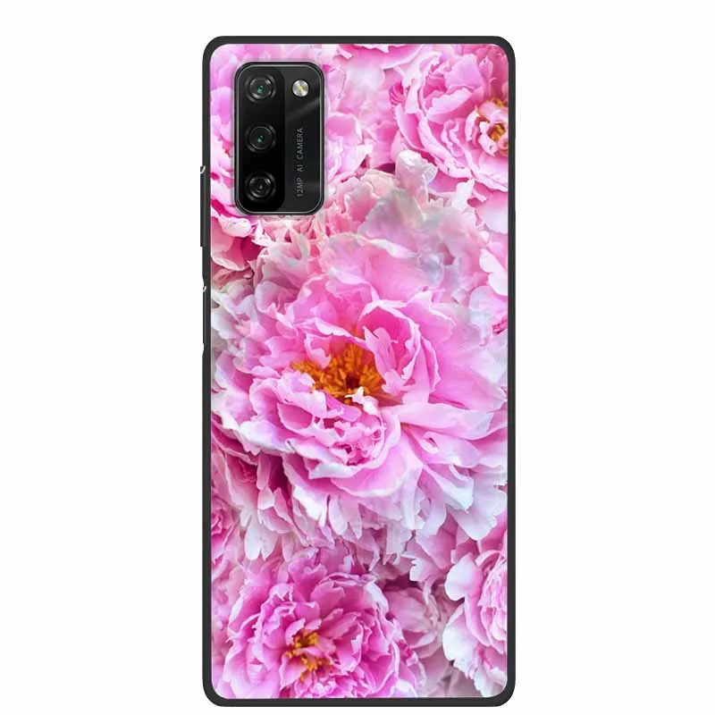 Soft Space Cover with Floral and Cat Design - Shockproof TPU Silicone Phone Case
