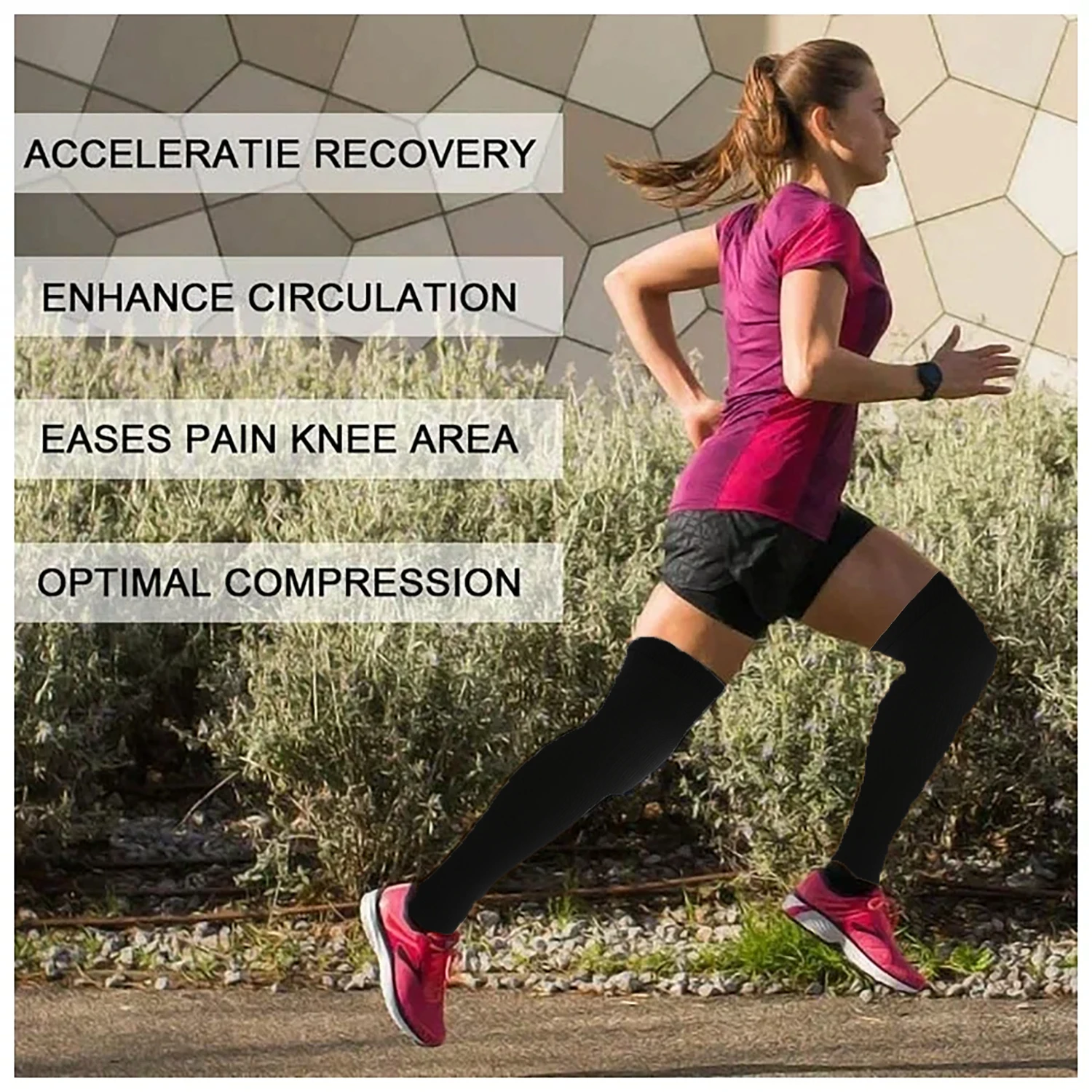 Compression socks for men and women, varicose veins, long socks for leg pain relief, knee pressure, neutral, solid color over kn