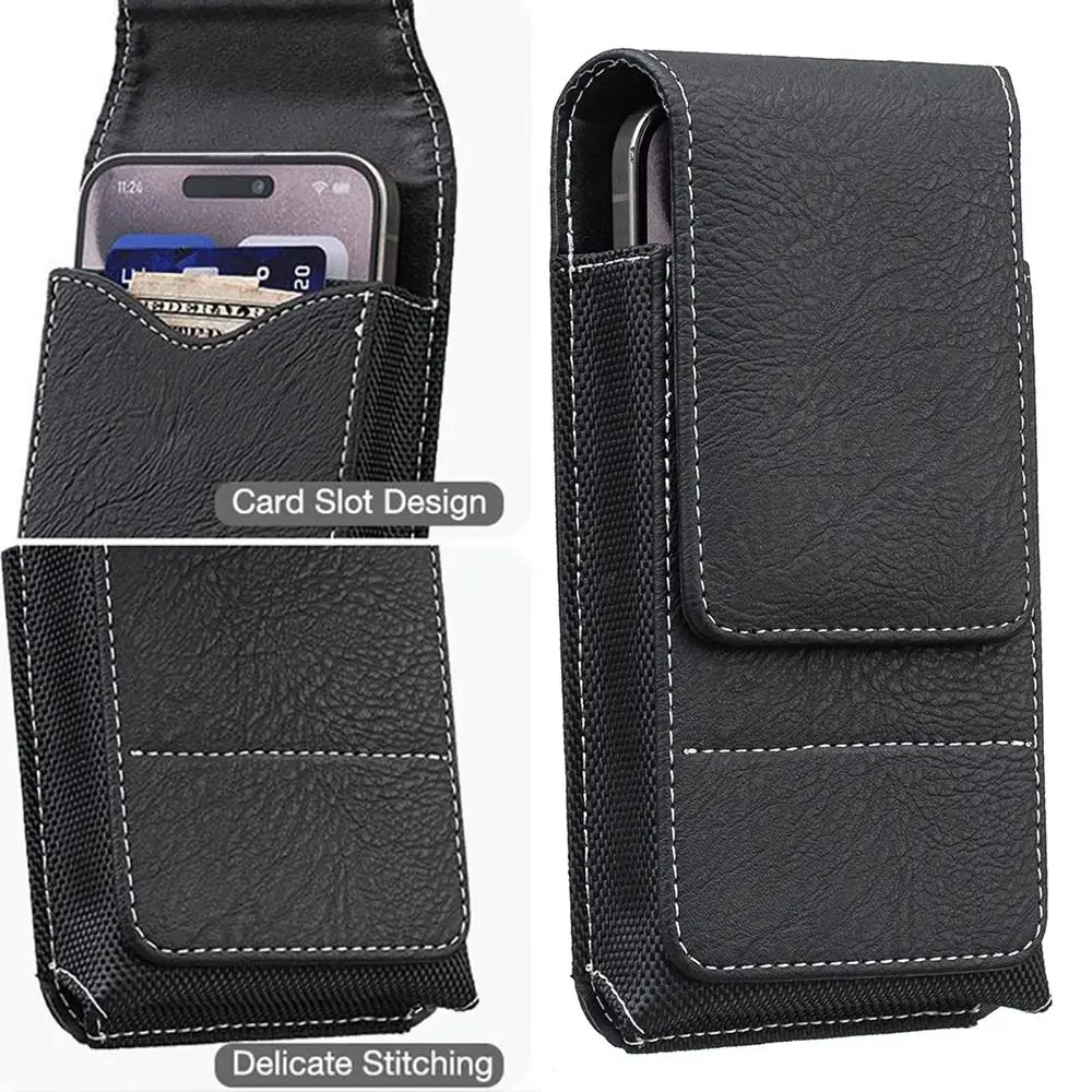 Premium PU Leather Universal Phone Waist Pack for 5-7 Inch Smartphones - Outdoor Camping Belt Clip Case