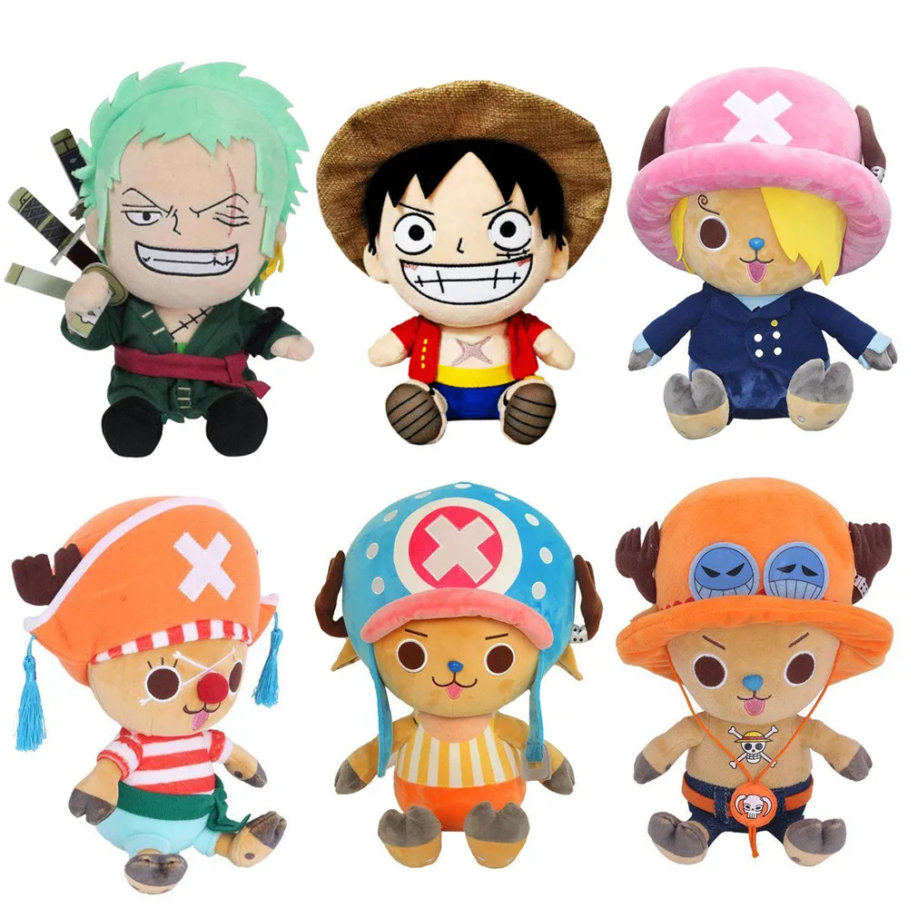 

25cm One Piece Anime Figures Cosplay Plush Toys Zoro Sanji Luffy Chopper Ace Law Buggy Cute Doll Cartoon Stuffed Pendants Gift