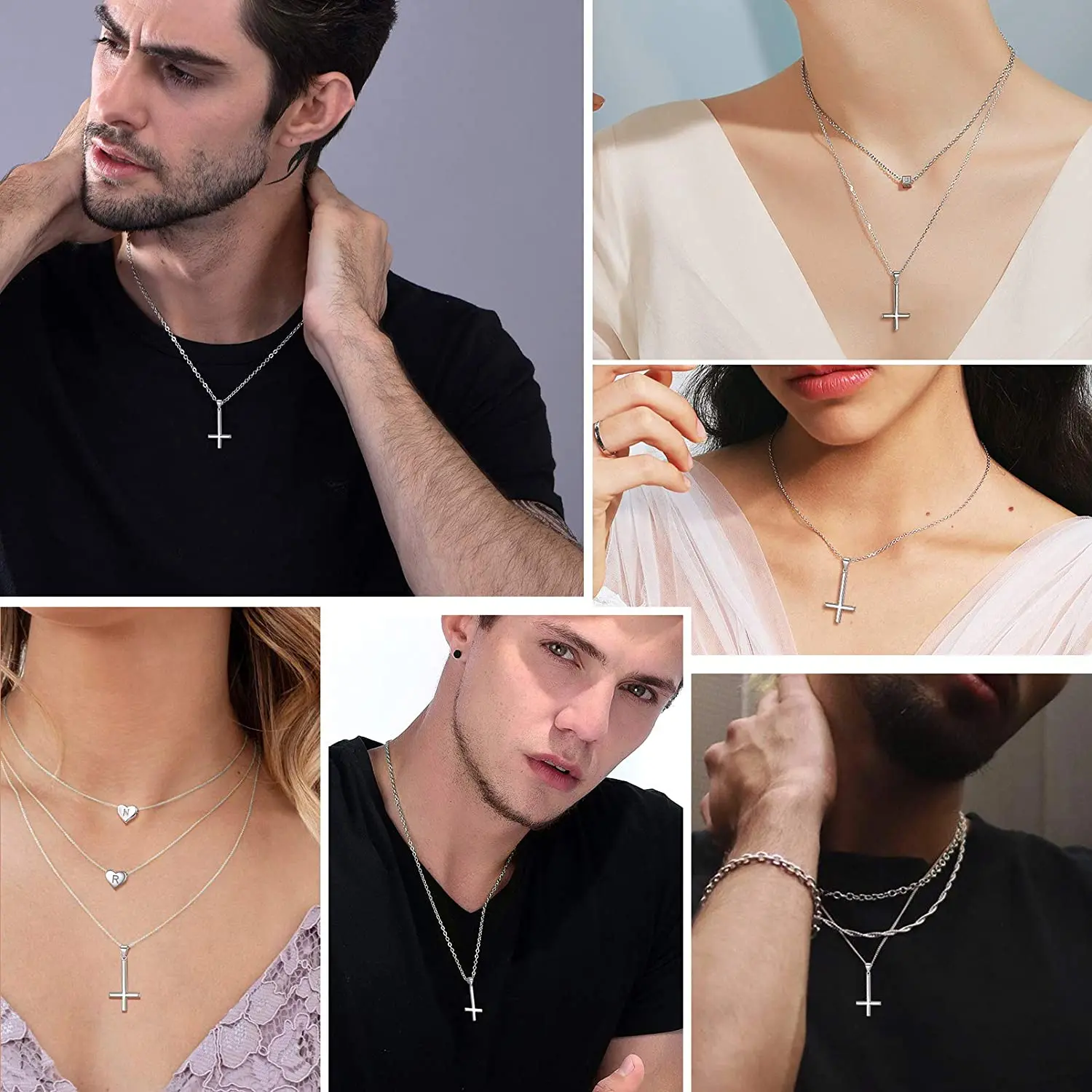 PROSILVER Inverted Cross Necklace Men Women Satanic Jewelry Gift Satanism Occult Devil 925 Sterling Silver Upside Down Cross 5
