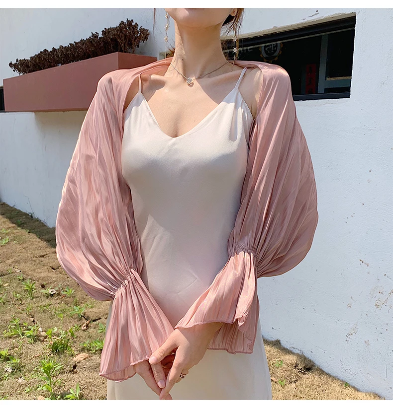 7 Colors Wedding Wrap Shawl Long Sleeve Cape For Dress Summer Shrugs Bolero Women Bridal Wedding Cover Up Jacket Femme Mariage