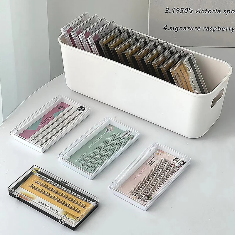Grafted Eyelash Phone Case Storage Box Multi functional Cosmetics Organizer Big Capacity Holder Basket Desktop Shelf Stationery 5