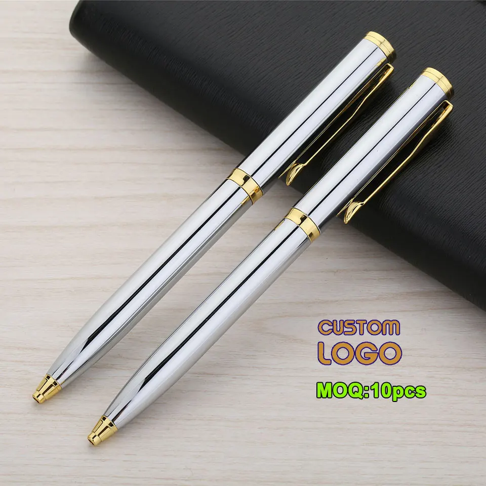 10pcs/lot  Custom Logo  Luxury Ballpoint Pen Metal Roller Ball Pen for Writing 0.7MM Refill Gift Stationery Office Supplies 5pcs lot novelty bone shape ballpoint pen ink refill writing ball pens school office stationery gifts supplies bones luxury pen