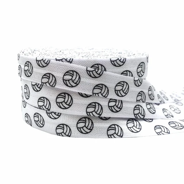 10Yard volleyball Print Sports  Fold Over Elastic 15MM FOE Elastic Ribbon For DIY Headwear Gift Webbing Accessories 6