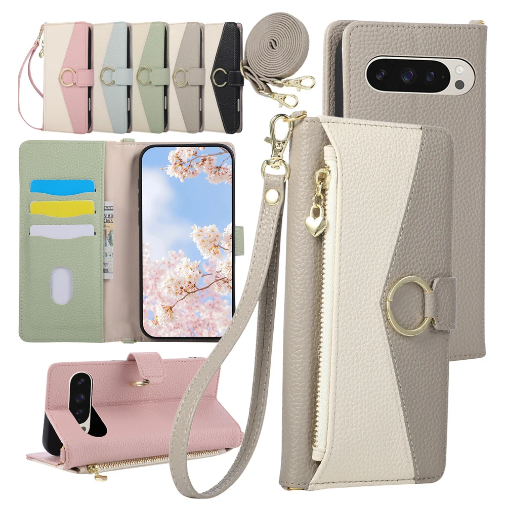 Sleek Leather Crossbody Wallet Case with Card and Cash Slots
