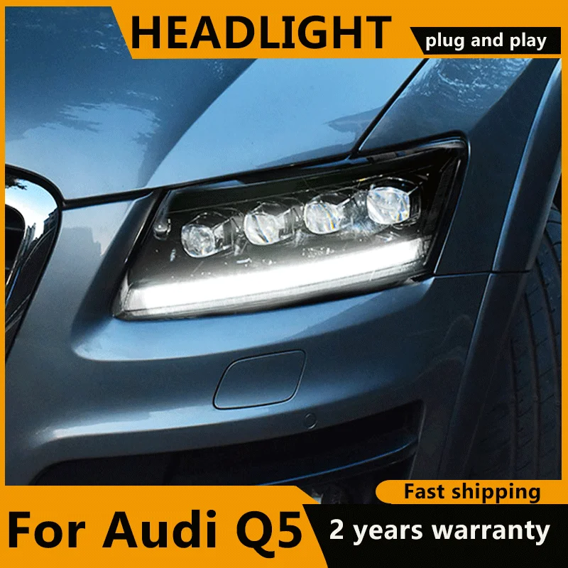 

Автостайлинг для Audi Q5 фары 2009-2018 Q5 светодиодный светодиодные фары динамический сигнал поворота DRL светодиодные линзы с двойным лучом
