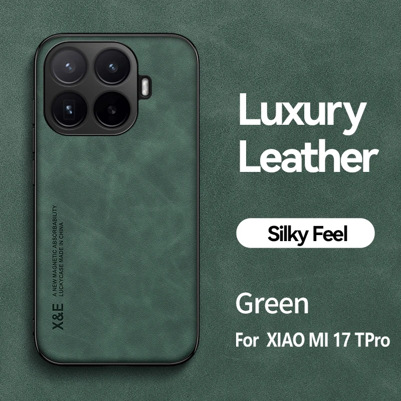 Luxury Silky Feel PU Leather Texture Phone Case with Shockproof Magnetic Frame and Plastic Back Cover