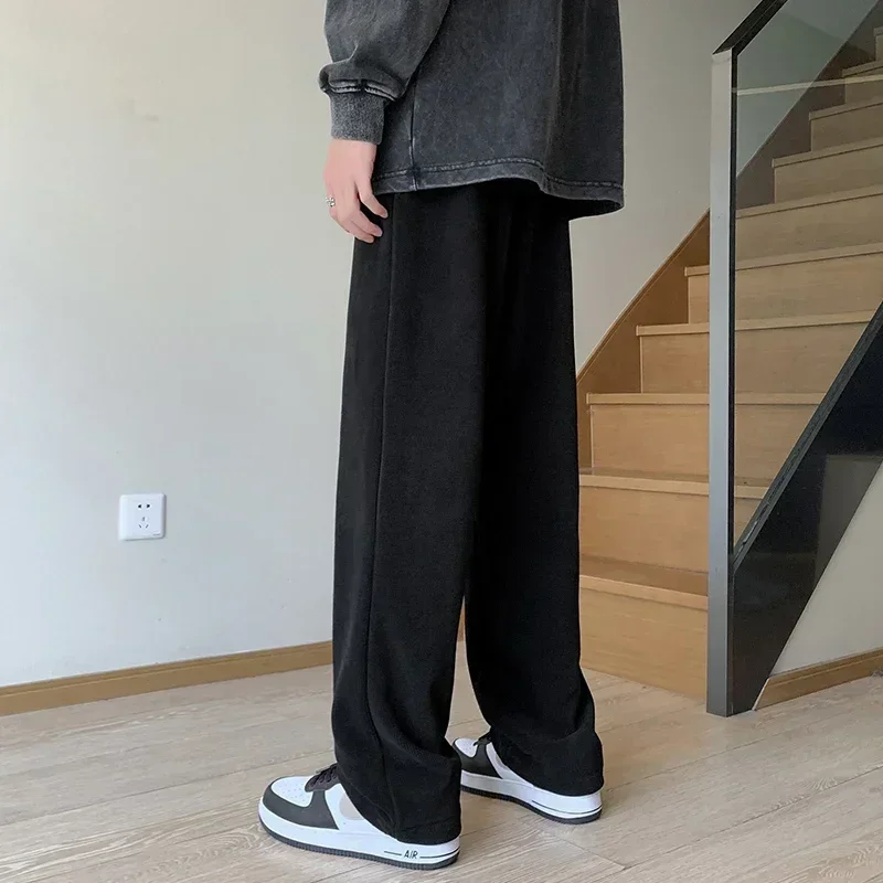 Men's Winter Straight-leg Slacks Streetwear Hip-hop Jogging Bottoms Tight Waist Harem Pants Men's Harajuku Casual Cargo Pants